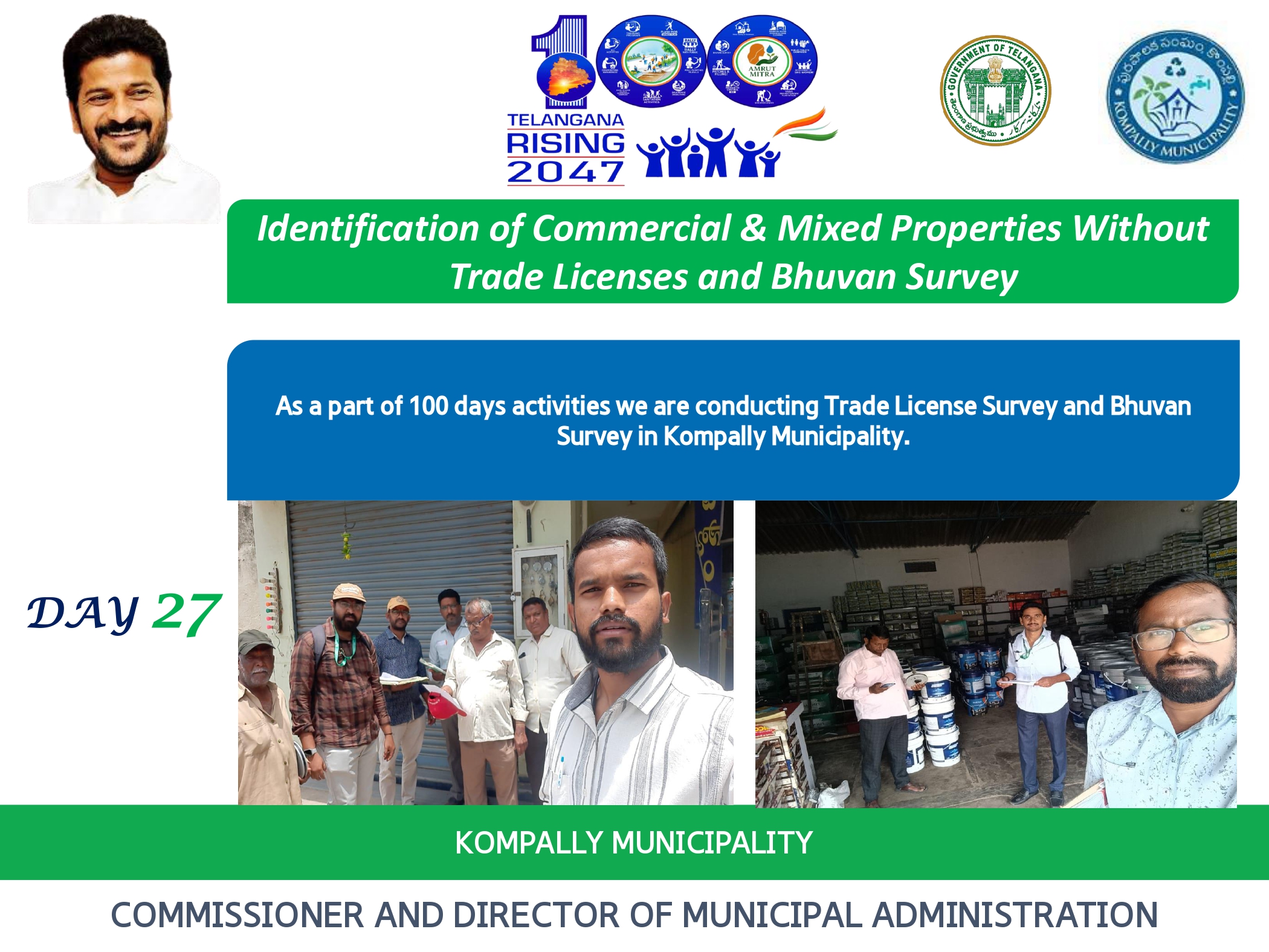 As apart of 100 days program Day- 27 Implementation of 100 Days Action Plan in Kompally Municipality